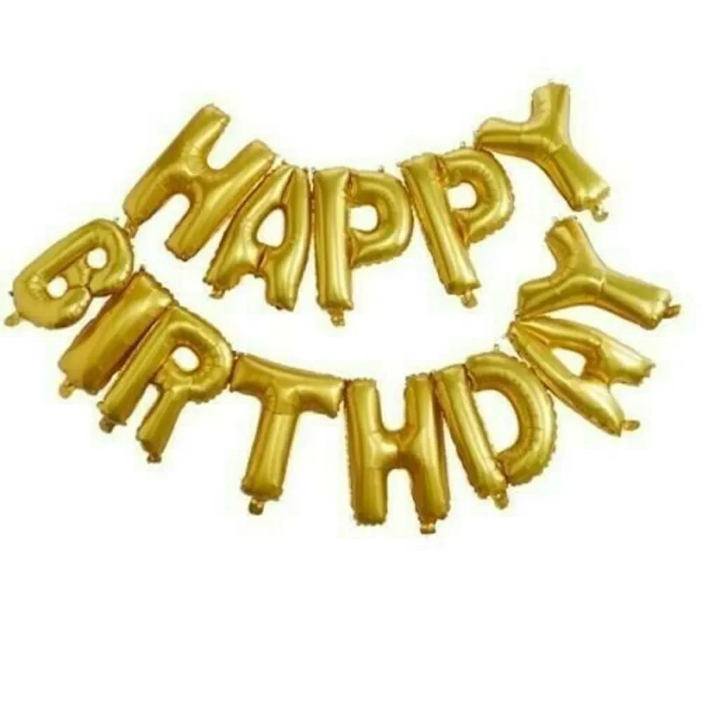 HAPPY BIRTHDAY Balloon Set 13pcs Gold Foil LARGE 16